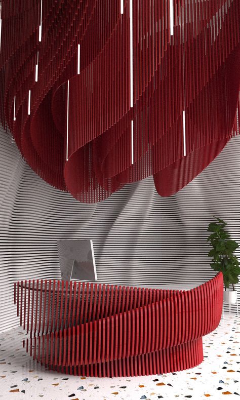 Parametricdesign, parametric, reception :: Behance Parametric Office Design, Parametric Interior Design, Reception Interior Design, Reception Restaurant, Architecture Ceiling, Reception Desk Design, Office Interior Design Modern, Showroom Interior Design, Counter Design