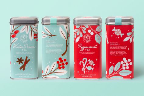 Get Globally Festive With The Coffee Bean & Tea Leaf Holiday Packaging | Dieline - Design, Branding & Packaging Inspiration Christmas Tea Packaging, Xmas Packaging Design, Christmas Product Packaging, Christmas Coffee Packaging, Winter Packaging Design, Christmas Packaging Design Inspiration, Packaging Design Christmas, Winter Packaging, Holiday Packaging Design