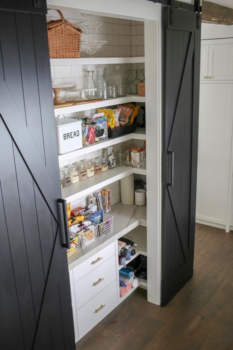 Shallow Pantry, Pantry Renovation, Pantry Closet Design, Open Pantry, House Pantry, Pantry Decor, Farmhouse Pantry, Pantry Room, Built In Pantry