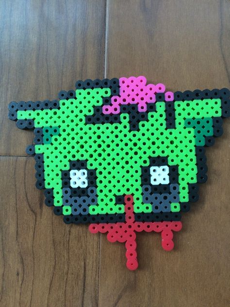 Perler Bead Zombie Cat Head by PerlerBeadPurgatory on Etsy https://www.etsy.com/listing/229935027/perler-bead-zombie-cat-head Halloween Perler, Zombie Cat, Easy Perler Bead Patterns, Pokemon Perler Beads, Easy Perler Beads Ideas, Perler Bead Templates, Diy Perler Bead Crafts, Perler Crafts, Kandi Patterns