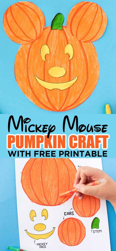 M Is For Mickey Mouse Craft, Mickey Mouse Pumpkin Craft, Disney Halloween Activities, Mickey Mouse Halloween Crafts, Disney Fall Crafts, Disney Halloween Crafts For Kids, Disney Toddler Crafts, Mickey Mouse Crafts For Preschoolers, Disney Theme Preschool