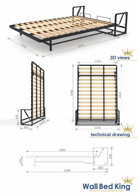 Hidden Wall Bed, Build A Murphy Bed, Beautiful Bed Designs, Arsitektur Art Deco, Simple Bed Designs, Model Dapur, Hidden Bed, Murphy Bed Plans, Metal Furniture Design