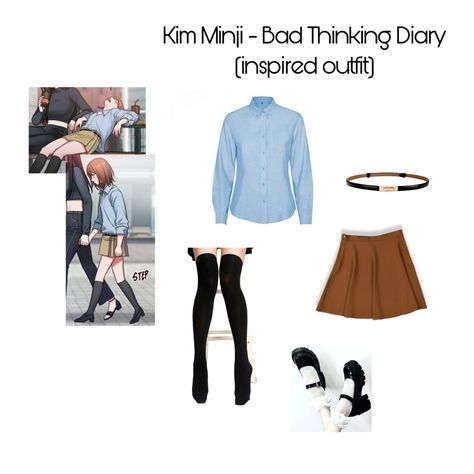 Yuna Bad Thinking Diary Outfit, Manhwa Inspired Outfits, Kim Minji Bad Thinking Diary Icon, My Bad Thinking Diary, Minji Btd, Kim Minji Bad Thinking Diary, Bad Thinking Diary, Simple Style Outfits, Kim Minji