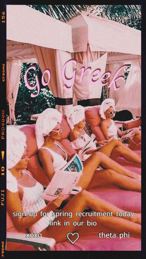 go greek sorority recruitment theta phi pink theme y2k theta phi alpha National Panhellenic Conference, Sorority Socials, Insta Theme, Spring Recruitment, Recruitment Themes, Theta Phi Alpha, Theta Sorority, Go Greek, Pink Theme