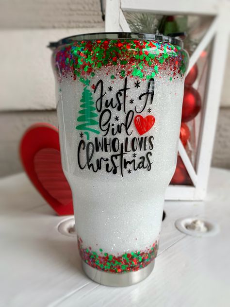 ** ORDERS PLACED 12/6 AND AFTER ARE NOT LIKELY TO ARRIVE FOR CHRISTMAS. YOU WILL NOT BE REFUNDED IF YOUR ITEM IS LATE FOR CHRISTMAS ** Merry Christmas Custom Glitter Tumbler Cup, Christmas Gift Tumbler, Girl who Loves Christmas Glitter Gift Cup, For Her Christmas Lover Cup If you would like a name added to the opposite side, please enter it under personalization. Pay attention to capitalization and spelling. Dual Wall Stainless Steel Tumbler with Lid. Sealed with FDA compliant epoxy. Suitable fo Christmas Resin Tumbler, Christmas Tumbler Designs, Christmas Tumblers Epoxy, Christmas Glitter Tumbler Ideas, Christmas Epoxy Tumblers, Xmas Tumblers, Christmas Cups Vinyl, Christmas Tumbler Cups, Christmas Tumbler Ideas