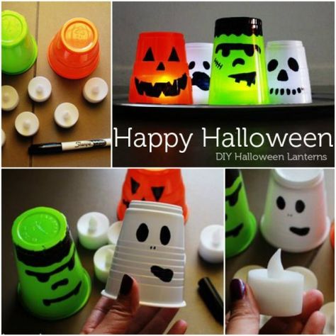 40+ Easy to DIY Halloween Decorating Ideas #Craft, #Halloween Halloween Milk Jugs, Halloween Lanterns Diy, Recetas Halloween, Uhyggelig Halloween, Halloween Fest, Scary Decorations, Diy Halloween Decor, Halloween Lanterns, Manualidades Halloween