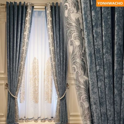 Custom curtains luxury Chinese classical living room embroidered gold brown cloth blackout curtain tulle valance drape B581-in Curtains from Home & Garden on AliExpress Chenille Curtains, Glamour Decor, Mediterranean Living, Lace Curtain, Cheap Curtains, Plain Curtains, Living Room Decor Curtains, Luxury Curtains, Stylish Curtains