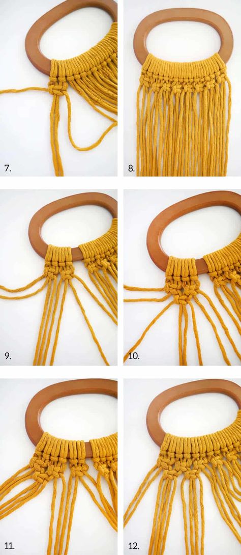 Simple Macrame Handbag Tutorial - A Beautiful Mess Macrame Handbag Tutorial, Stocking Tutorial, Macrame Handbag, Diy Macrame Wall Hanging, Handbag Tutorial, Simple Macrame, Macrame Knots Tutorial, Macrame Purse, Crochet Bag Tutorials