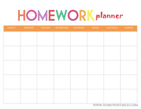 Bullet Journal Homework, School Homework Planner, Homework Planner Printable, Blog Planner Printable, Homework Calendar, Homework Chart, Home Printables, Free Printable Calendars, Homework Planner