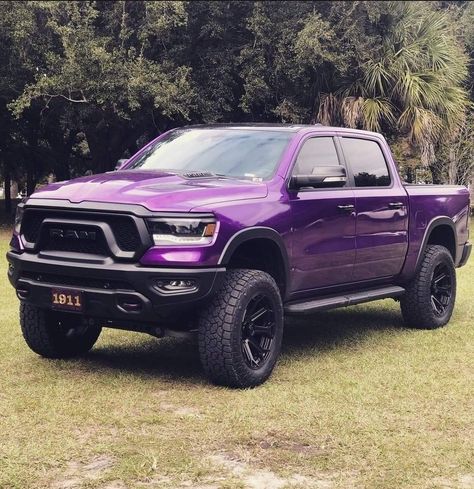 Ram Trucks Lifted, Purple Vehicles, Purple Truck, Ram Trucks 1500, Jacked Up Truck, Ram Cars, Ram Trx, Jeep Wallpaper, Dream Trucks