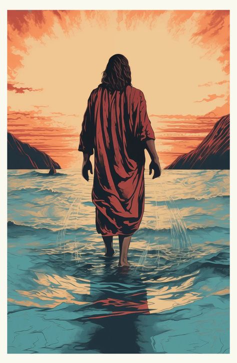 Crimson Grace Limited Edition Print – ReflectionsofChrist Painting Of God, God Miracles, Jesus Walks On Water, Soul Painting, Christian Graphic Design, Walking On Water, Jesus Paid It All, Jesus Design, Jesus Artwork