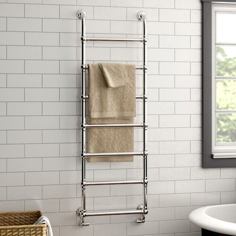 Bathroom Radiator, Towel Rail Ideas, Bathroom Brown, Barn Bathroom, Wall Towel Racks, Electric Towel Warmer, Heated Towel Rack, Bathroom Towel Rails, Bathroom Radiators