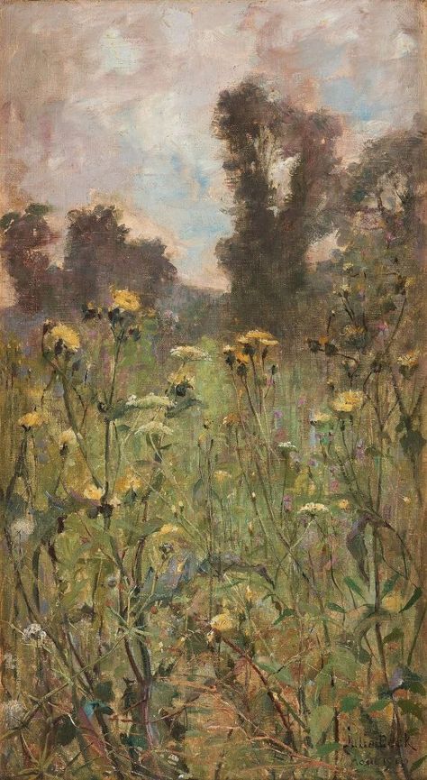 Meadow Flowers, Beck, Oil On Canvas, Oil Painting, Trees, Yellow, Canvas, Flowers