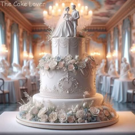 Wedding Pastries, Fairytale Wedding Cake, Anastasia Wedding, Huge Wedding Cakes, Bride Cake, Extravagant Wedding Cakes, Royal Wedding Cake, Ivory Wedding Cake, Disney Wedding Cake