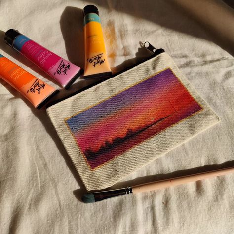 I think I found my new favourite pouch 🥺 Acrylic paintings, canvas pouches, painting daily 💖 Canvas Pouch Painting Ideas, Canvas Pouch Painting, Painted Canvas Pouch, Pouch Painting, Painting Tote Bags, Diwali Decoration Items, Paintings Canvas, Painted Tote, Diwali Decoration