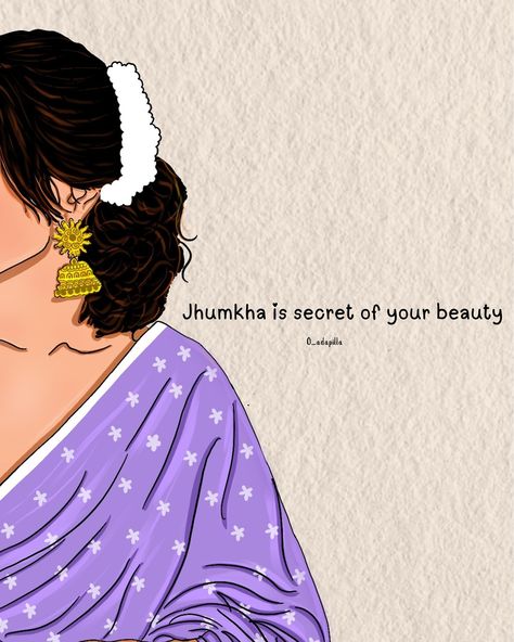 Jhumka is secret of your beauty ❤️ . . Art by @o_adapilla Follow for more 🫶 . . #loveyourself #ilustration #india #explore #art #artoftheday #girlthings #jhumka #jhumkas #illustrationartists #saree #sareelover #quotes #o_adapilla Jhumka Quotes, Floral Quotes, Wallpaper Sky, Insta Captions, Women Health Care, Iphone Wallpaper Sky, Women Health, Wedding Art, Illustration Artists