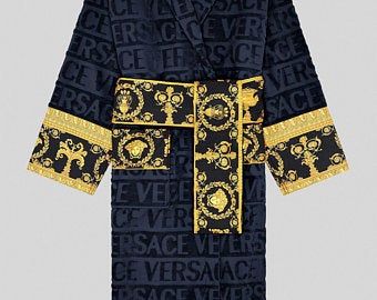 Versace Home Collection Textured wallcoverings Modern Embossed | Etsy Versace Dressing Gown, Versace Bathrobe, Linen Bathrobe, Versace Gown, Luxury Robes, Versace Designer, Versace Logo, Paper Dress, Versace Home