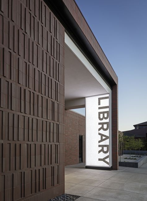 Ramsey County Shoreview Library,© Paul Crosby Architectural Photography Brick Library Architecture, Library Facade Design, Library Exterior Architecture, Library Project Architecture, Modern Library Architecture, Library Exterior Design, Library Architecture Exterior, Library Facade, Brick Library