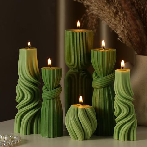 PRICES MAY VARY. Size and Design Varieties: our size is not large, please check the size carefully before buying, the package includes 6 differently styled decorative pillar candles, measuring between 1.97-6.89 inches/ 5-17.5 cm; This variety of sizes and designs serves beautiful visual effects and meets a wide range of your needs Aesthetic and Quality Material: our ribbed pillar candles are made from quality soy wax with cotton wicks, ensuring a steady, safe, and delicate burn; Enjoy long hours Quirky Home Accessories, Aquarium Aesthetic Home, Home Decor Maximalism, Greenery Decor Home, Luxury Candles Inspiration, Afrobohemian Home Decor, Sage Green Decor Living Room, Elvish Decor, Gender Neutral Home Decor