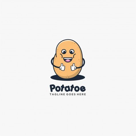 Potato good pose smile cute style illust... | Premium Vector #Freepik #vector #logo #food #menu #label Chicken Restaurant Logos, Fruits Logo, Supermarket Logo, Minimal Logo Branding, Organic Food Logo, Cooking Logo, Smile Cute, Fruit Photography, Typographic Logo