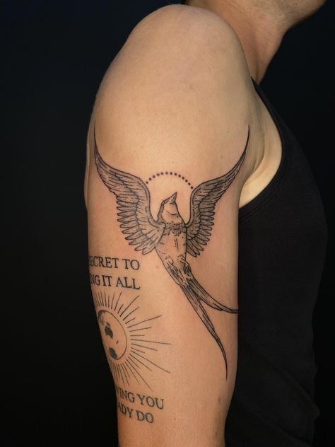 Angel Playing Harp Tattoo, Harp Tattoo, Angel Playing Harp, Harp, Angel, Tattoos