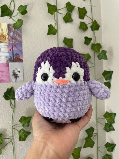 Crochet Penguin Plushie Stuff Animal Soft Purple Penguin Crochet toys patterns free amigurumi #crochettoyspatternsfreeamigurumi #crochet #crochettoy #crochetpattern #crochetpatterns 1.196 Toys Quotes, Penguin Plushie, Purple Penguin, Penguin Crochet, Crochet Toys Free Patterns, Crochet Butterfly Pattern, Butterfly Tutorial, Crochet Penguin, Crochet Lion