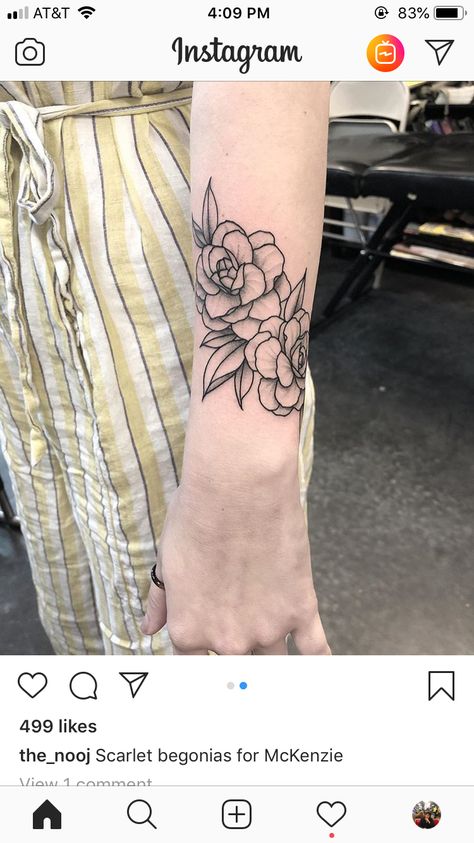 Begonia Tattoo Black And White, Scarlet Begonias Tattoo, Begonia Flower Tattoo, Begonia Tattoo, Black And White Lines, Piercing Tattoo, Black Tattoos, Tattoos And Piercings, Scarlet