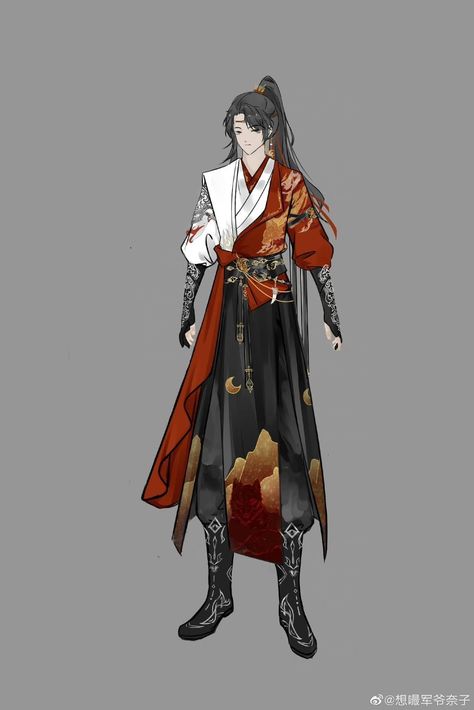 Chinese Outfits Drawing Male, Men Chinese Traditional Outfit, Chinese Warriors Art, Chinese Warrior Outfit Male, Ancient Japanese Clothing Male, Male Hanbok Art, Japanese Royalty Clothing Male, Inazuma Outfits Genshin Male, Men Hanfu Chinese Clothing