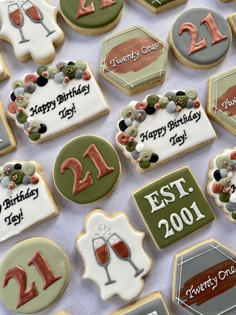 Cookies For 21st Birthday, Sage Green Cookies Birthday, 21st Birthday Decorated Cookies, 24th Birthday Cookies, 21st Birthday Cookies For Guys, 21st Birthday Cookies For Girl, 21 Birthday Cookies, 21st Birthday Sugar Cookies, 21st Birthday Cookies