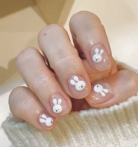 Minimal Nails Art, Korean Nail Art, Bunny Nails, Cute Nail Art Designs, Minimal Nails, Casual Nails, Soft Nails, Kawaii Nails, Pretty Nail Art