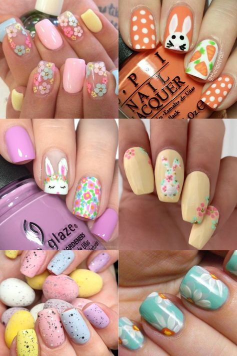 Easter Nails Design 2024, Easter Nail Designs Easy, Easter Toenails Design, Easy Easter Nails Design, Easter Nails Squoval, Nail Ideas Easter Spring, Pretty Easter Nails, Easter Spring Nail Designs, Cute Nails For Easter