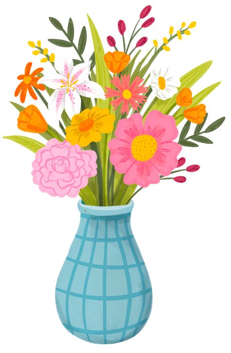 Bouquet Art Drawing, Flower With Vase Drawing, Bouquet Of Flowers Painting Easy, Pot Of Flowers Drawing, How To Draw Flowers In A Vase, Vase Of Flowers Painting Easy, Watercolor Flower Pot, Simple Painting Ideas Flowers, How To Draw Flower Bouquet