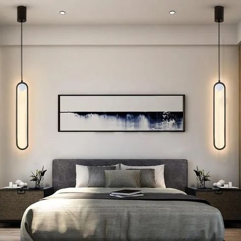 11 Bedroom Lighting Ideas to Illuminate Modern Designs - StoryNorth Industrial Bedroom Design, Kitchen Hanging Lamps, Nordic Pendant Light, Cheap Pendant Lights, Bedroom Table, Lighting Concepts, Nordic Home, Modern Bedroom Design, Decoration Accessories