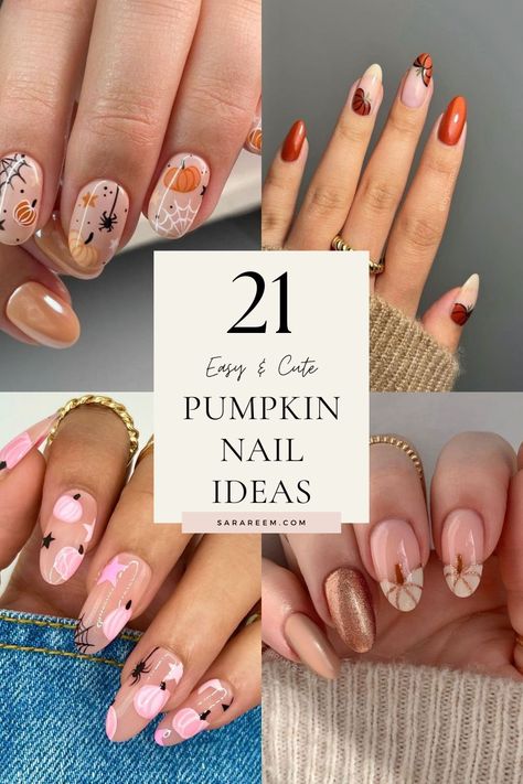 Get ready for fall 2024 with these cute and easy pumpkin nails! Whether you're into DIY nail art or prefer press-on options, these nail ideas are perfect for Halloween and autumn vibes. From adorable designs to bold, festive looks, these nail designs will have you feeling the spirit of the season. Check out these simple yet trendy nail ideas that are sure to elevate your fall look! #PumpkinNails #NailArt #PressOnNails #FallNails #HalloweenNails #AutumnNails #NailDesigns2024 #CuteNailIdeas Pumpkin Nail Designs Almond, Basic Fall Nail Designs, Fun Fall Nails Designs, Fall Pink And White Nails, Cute Fall Almond Nails Design, Pink Pumpkins Nails, Simple Fall Halloween Nails, Autumn Nails Halloween, Easy Diy Fall Nails Simple