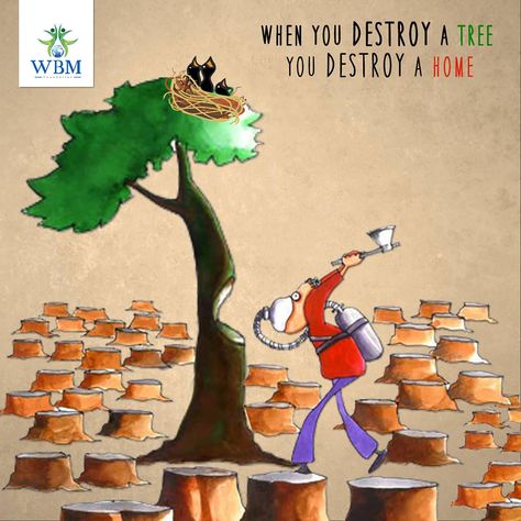 When you destroy a tree, you destroy a home.  Save the natural habitat of the animals. Save trees http://wbmfoundation.org/ Deforestation Poster, World Environment Day Posters, Mickey Drawing, Forest Quotes, Earth Day Drawing, Funny Animal Images, Forest Conservation, Powerful Pictures, Forest Drawing