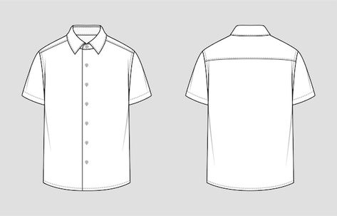 Short sleeved men's shirt. relaxed fit. ... | Premium Vector #Freepik #vector #formal-shirt #jacket #jacket-template #long-shirt Handmade Leather Shoes Pattern, Formal Shirt Design, Men's Uniform, Clothing Templates, Shirt Sketch, Fashion Illustrations Techniques, Shirt Drawing, Illustration Flat, Fashion Design Portfolio