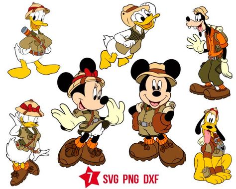 Mickey Mouse Clipart, Mickey Safari, Free Characters, Disney Animals, Mickey Y Minnie, Safari Adventure, Safari Birthday, Safari Party, Free Svg Cut Files