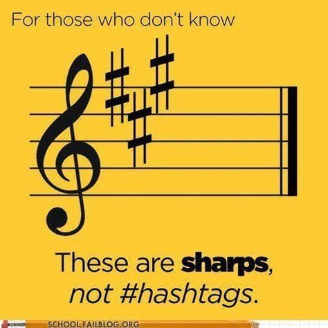 people r still writing weird words on my pinning stuff board thingy ... why?  and yes those r sharps with a treble clef in the key of  - oh hell I forgot what the key is Marching Band Memes, Healthy Sport, Band Jokes, Music Jokes, Music Nerd, Band Nerd, Band Geek, Band Humor, Weird Words