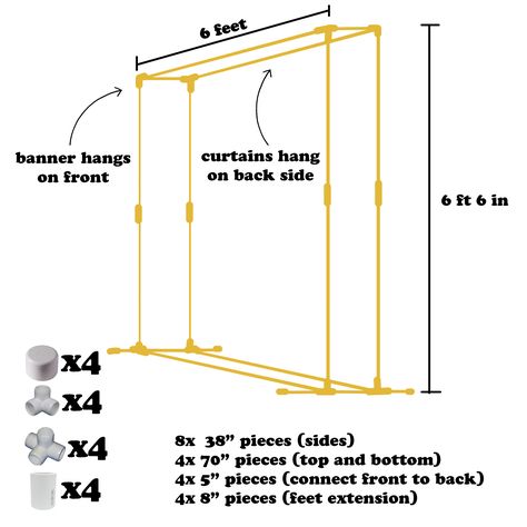 DIY PVC backdrop frame Diy Pvc Pipe Backdrop, Diy Backdrop Stand, Pvc Backdrop, Decoration Evenementielle, Diy Wedding Backdrop, Backdrop Frame, Dekor Diy, Diy Photo Booth, Diy Backdrop