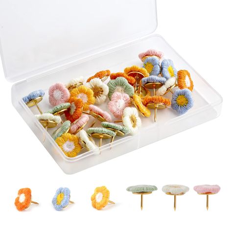 PRICES MAY VARY. Product Includes: You will receive 30pcs decorative flower push pins, packed in a transparent plastic box, stylish design to beautify your ornament. Product Size: Each flower measures 1.5 cm/0.59inch in diameter, 1.5 cm/0.59inch in total length and needle length is 1 cm/0.39inch. Small size and beautiful color thumb tacks meet most people's preference. Premium Quality: Our floral push pins are made of fabric embroidery head and steel point,lightweight, sturdy and durable, can be Cork Board Photo Display, Decorative Push Pins, Drawing Pin, Foam Boards, Life Quality, Knitted Flowers, Push Pins, Flowers Pattern, The Human Body