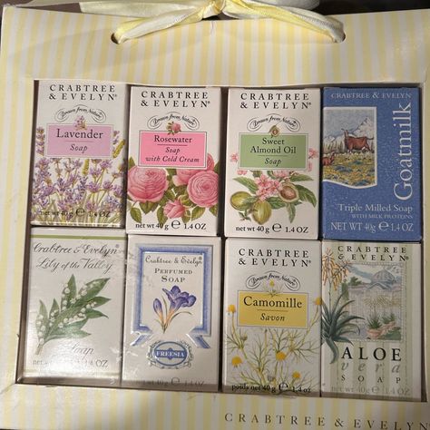 New In Package Crabtree & Evelyn 1.4 Oz./40g Sampler Soap Set Of 8 Bars. Evelyn Aesthetic, Soap Aesthetic, Crabtree & Evelyn, Cold Cream, Milk Protein, Design Graphics, Green Gables, Christmas 2024, Rose Water