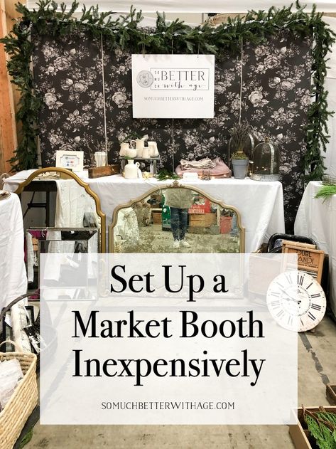 Permanent Booth Display, Vintage Market Table Display, Small Craft Show Display, Vintage Craft Fair Booth Displays, How To Set Up A Booth At A Craft Fair, Craft Show Booth Set Up, One Table Booth Set Up, How To Make Your Vendor Booth Stand Out, Craft Show Table Cloth Ideas