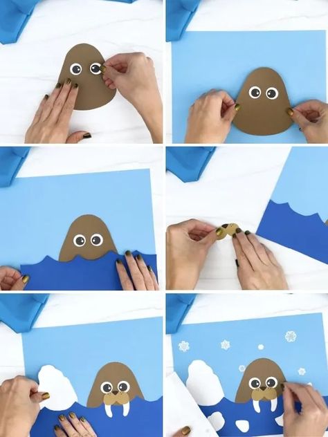 Here's Your Free Walrus Craft Template Walrus Craft, The Button, Made It, Preschool, Craft Ideas, Blue, Pre School