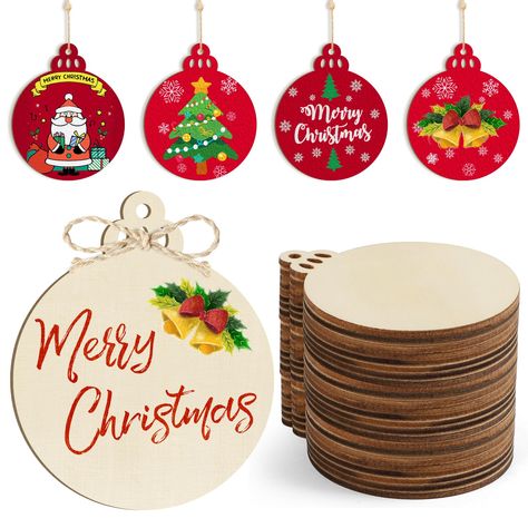 PRICES MAY VARY. Unique Size & Shape - They are a perfect size and are up to 3.5 inches in length for painting or making a carft. The cute christmas Shape style adds a lot of fun to Christmas Thanksgiving. Can be used to decorate the Christmas tree. High-quality - The blank wooden Christmas ornaments have a nice shape with the ornament detail at the top for hanging (Come with string). The blank design gives you plenty of options. Both sides are sanded to a smooth finish, and the burned edges are Fun Ornaments To Make, Family Christmas Ornaments Personalized, Simple Christmas Tree Ornaments, Cricket Christmas Ornament, Wooden Disk Ornaments, Christmas Painted Ornaments, Christmas Ornaments To Paint, Christmas Ornaments Cricut, Christmas Wooden Decorations