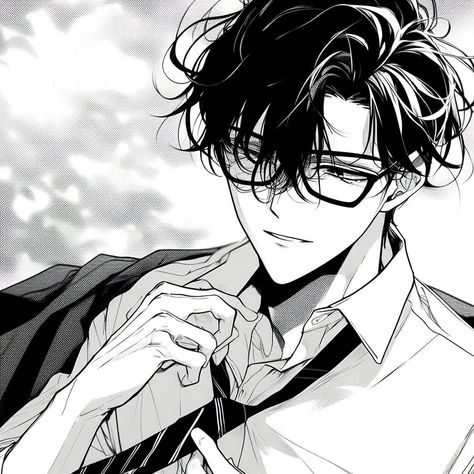 Anime teacher with messy hair and glasses, black aesthetic icon, black anime pfp, anime icon, profile picture, manhwa icon, anime guy Anime Characters With Glasses Hair, Black Haired Anime Guy With Glasses, Hot Profile Picture Ideas Anime, Handsome Anime Guys With Long Hair And Glasses, Teacher Anime Boy, Black Hair Guy Anime, Anime Guy Icon Aesthetic, Manga Men Icon, Anime Guy With Glasses Nerd