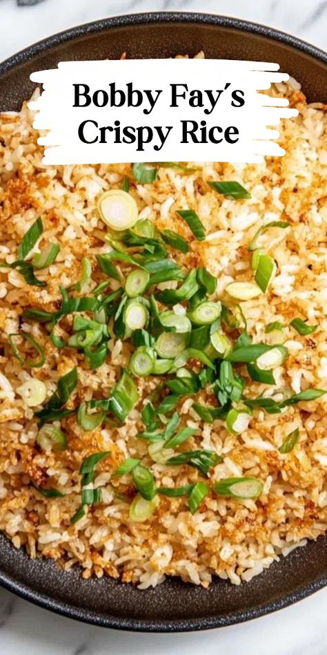 Snap, crackle, pop! Enjoy Bobby Fay’s Crispy Rice! 🍚✨ Recipe ready at thefreshmancook.com! Eddie V's Crab Fried Rice, Rice Dishes Asian, Fried Rice Restaurant Style, Crispy Rice Recipe Asian, Diy Rice A Roni Recipe, Bobby Flay's Crispy Rice, Crispy Brown Rice, Crab Rice Recipe Southern, Butter Rice Recipe Stick Of