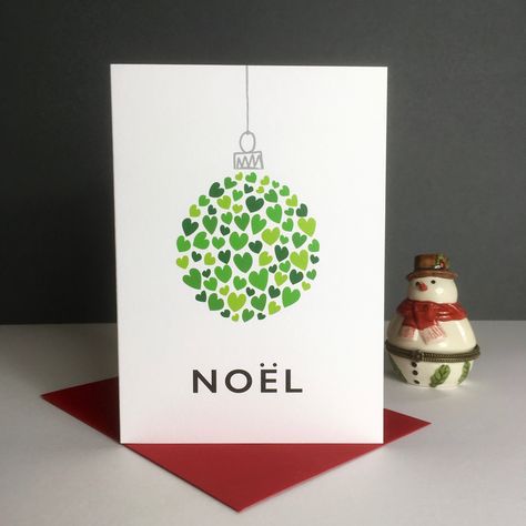 A Christmas card for lovers of Christmas. It features a charming illustration of a Christmas tree created from hearts, making it the perfect card to send to your wife, husband, girlfriend, boyfriend or partner. A beautiful card featuring a bauble of hearts. It is blank inside for your personal message and comes complete with a festive red envelope, both wrapped in a cello bag. white, FSC accredited, textured card Good Christmas Card Ideas, Easy Christmas Card Designs, Watercolour Christmas Cards Easy, Fast Christmas Crafts, Cute Handmade Christmas Cards, Christmas Card Designs For Kids, Kids Xmas Card Ideas, Simple Christmas Cards For Kids, Christmas Cards From Kids