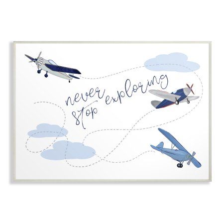 Airplane Wall Art, Airplane Nursery, Airplane Wall, Oversize Artwork, Wall Art Plaques, Kids Wood, Stupell Industries, Never Stop Exploring, Textured Wall Art