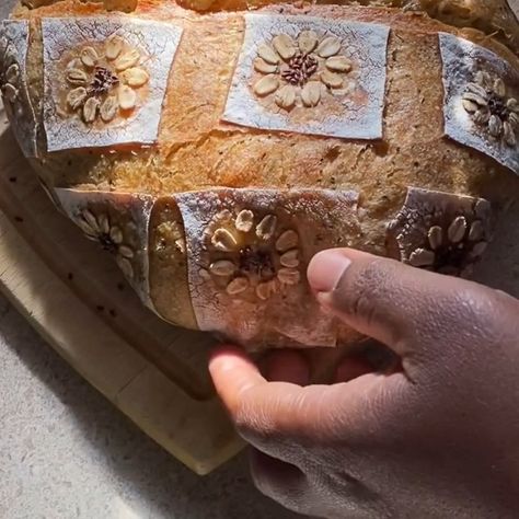 Oatmeal Flower sourdough bread. Flower Sourdough, Sourdough Scoring, Sourdough Bread, Oatmeal, Bread