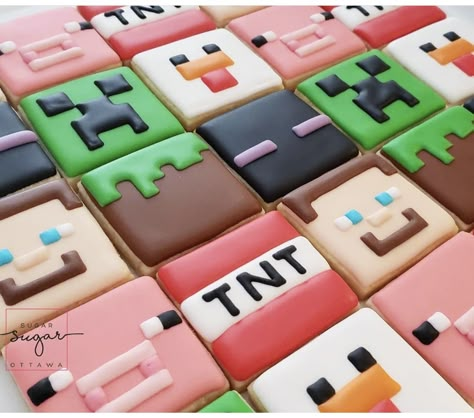 Minecraft Cookies, Cookie Display, Happy Birthday Cookie, 10 Birthday Cake, Cookies Theme, Minecraft Birthday Party, Sugar Cookie Designs, Minecraft Birthday, Creative Cookies